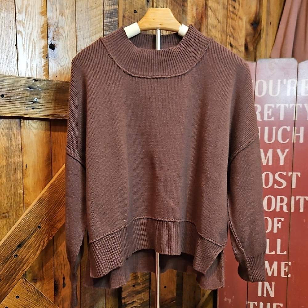 216 Zenana Cozy Brown Sweater - Picture 1 of 7